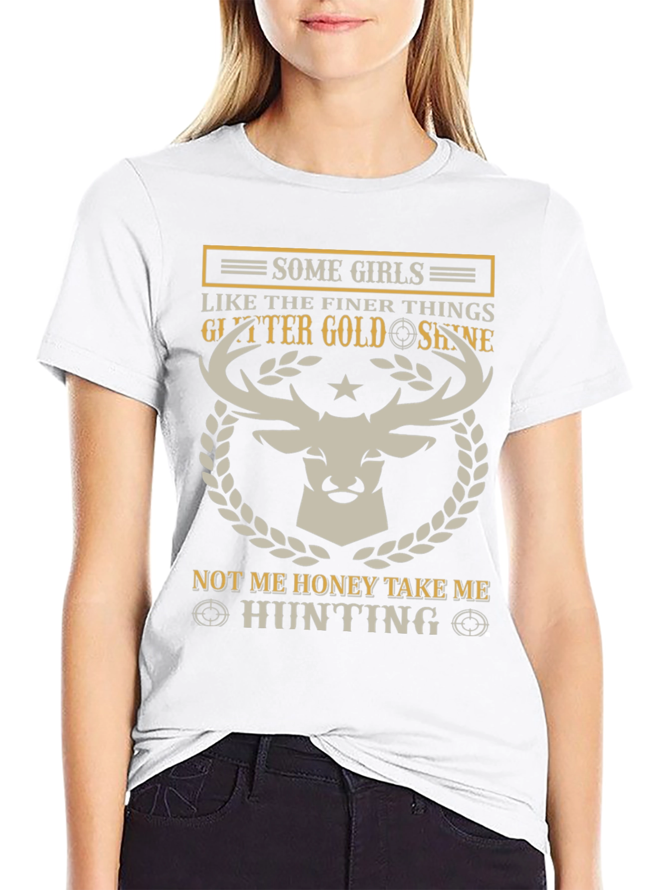 Hunting Girl T-Shirt: Glitter & Gold Design