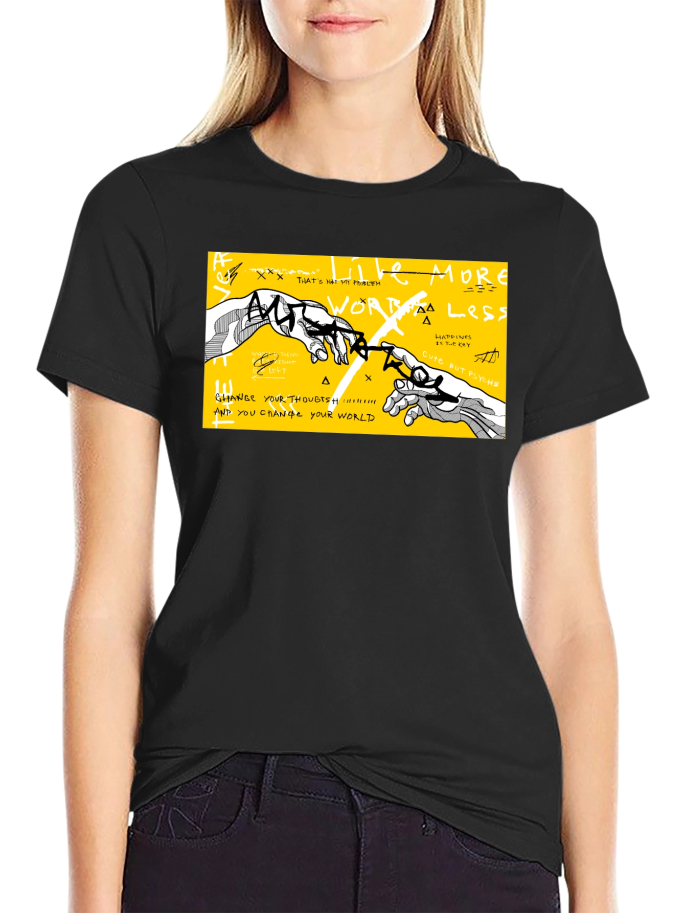 Modern Art Graphic Print Tee - Black