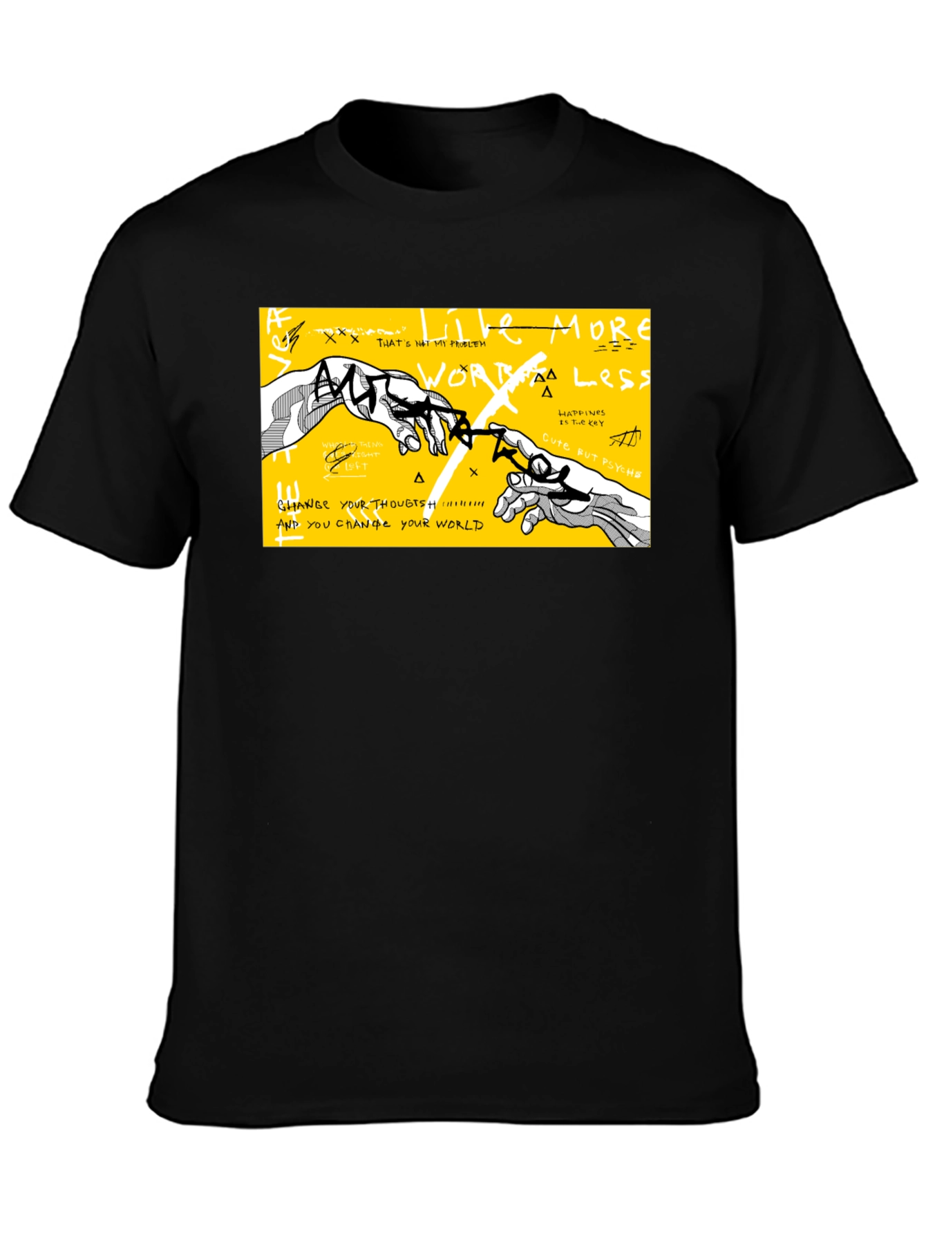 Modern Art Graphic Print Tee - Black