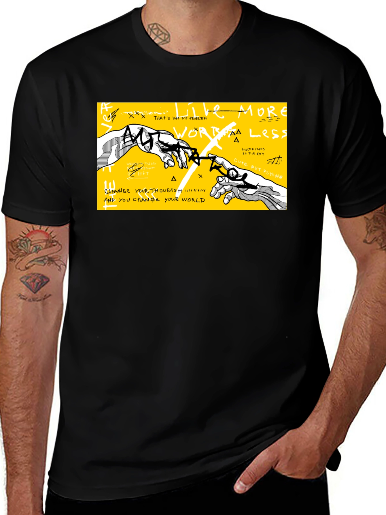 Modern Art Graphic Print Tee - Black