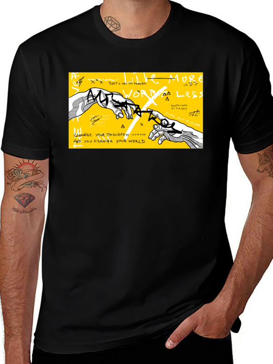 Modern Art Graphic Print Tee - Black