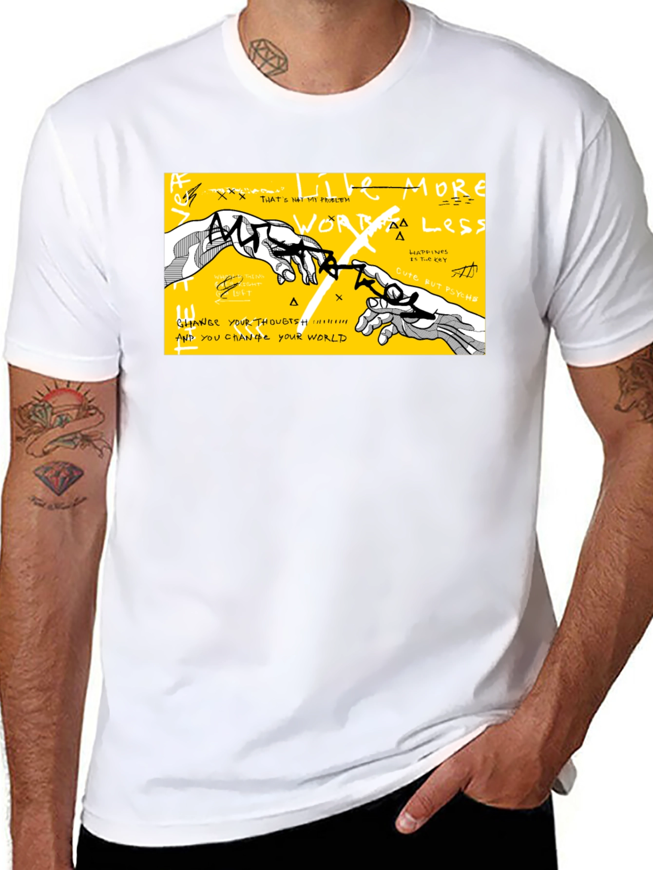 Modern Art Graphic Print Tee - Black