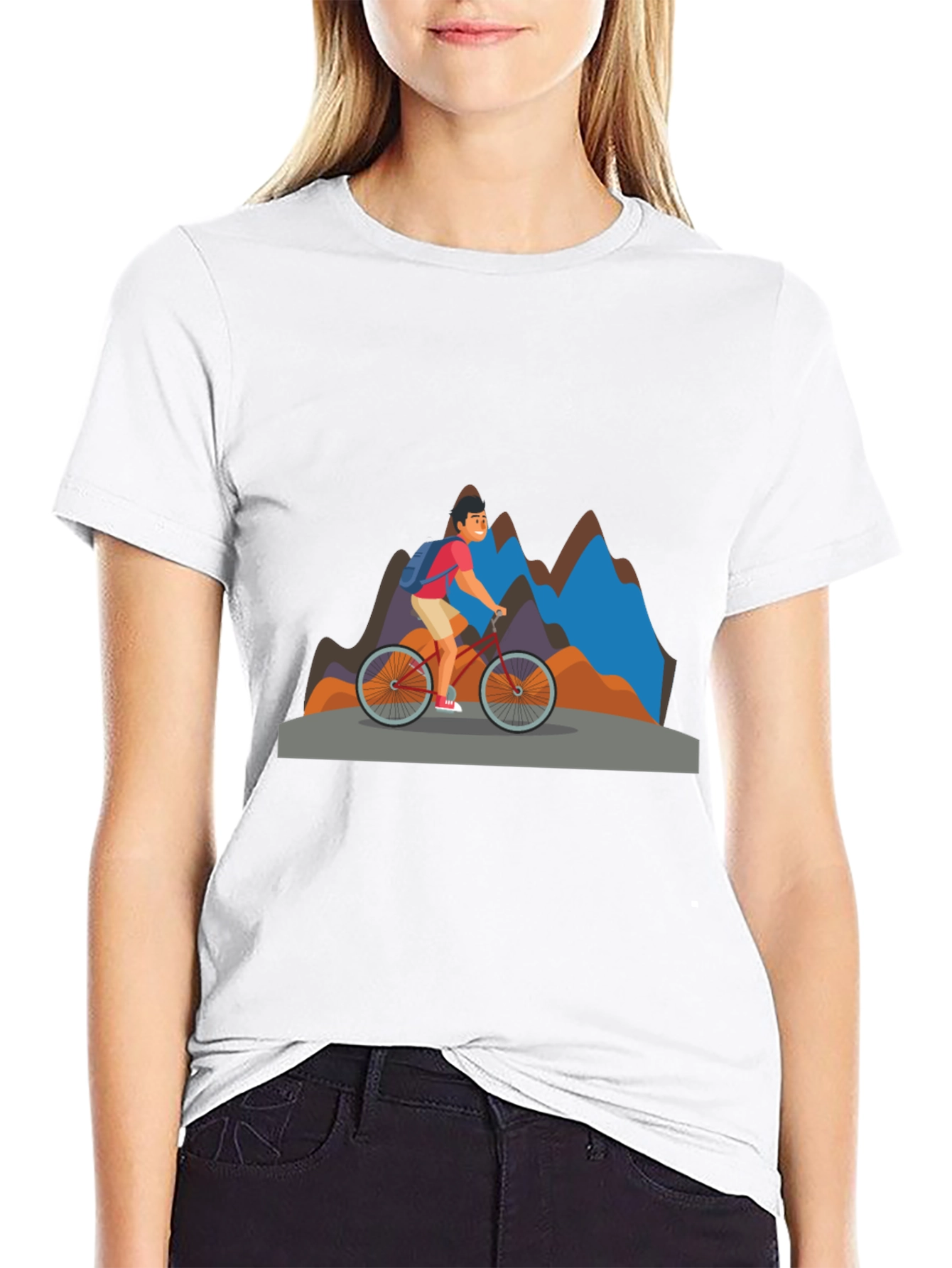 Mountain Biker Graphic Tee - Black Cotton Blend