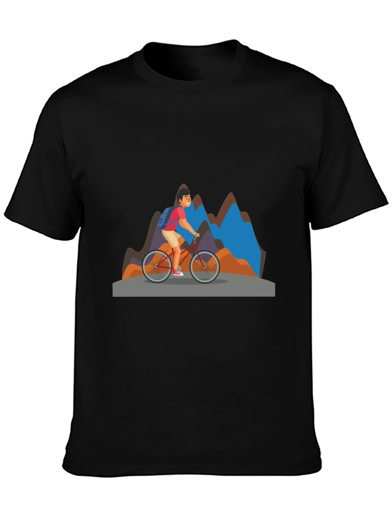 Mountain Biker Graphic Tee - Black Cotton Blend