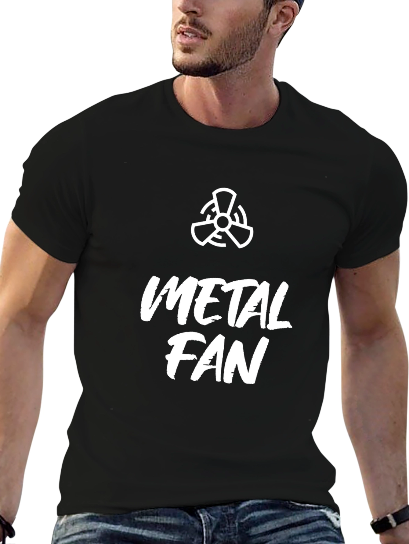 Metal Fan Graphic Tee - Black Cotton T-Shirt