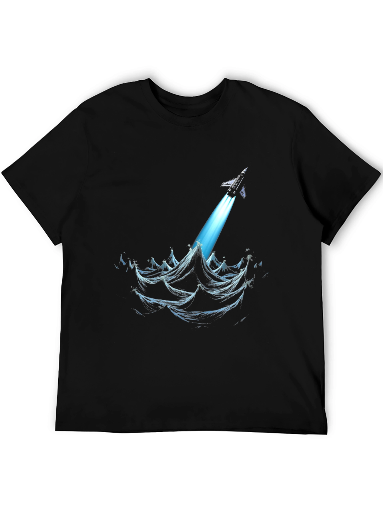 Rocket Launch Graphic Tee - Black Cotton T-Shirt