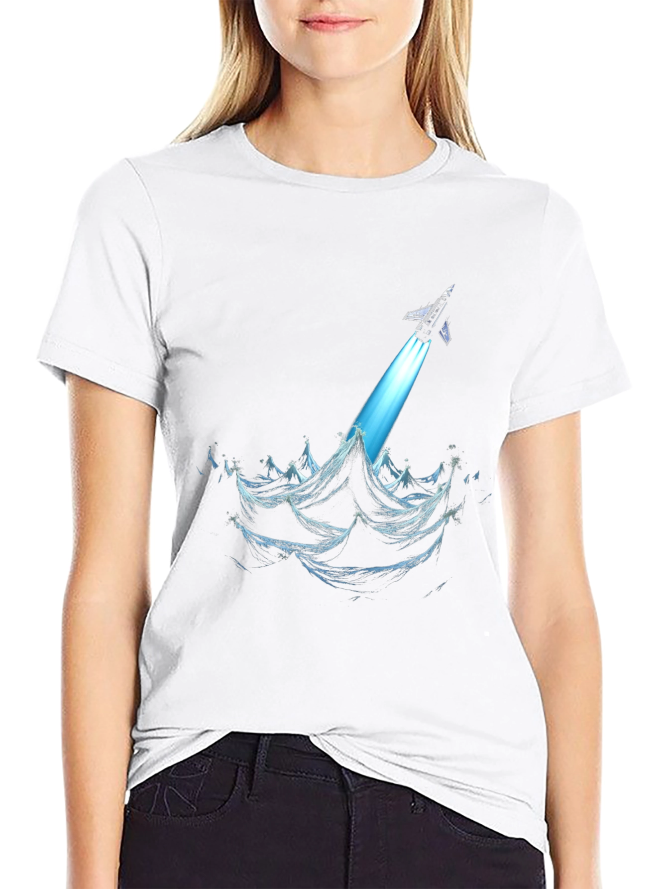Rocket Launch Graphic Tee - Black Cotton T-Shirt