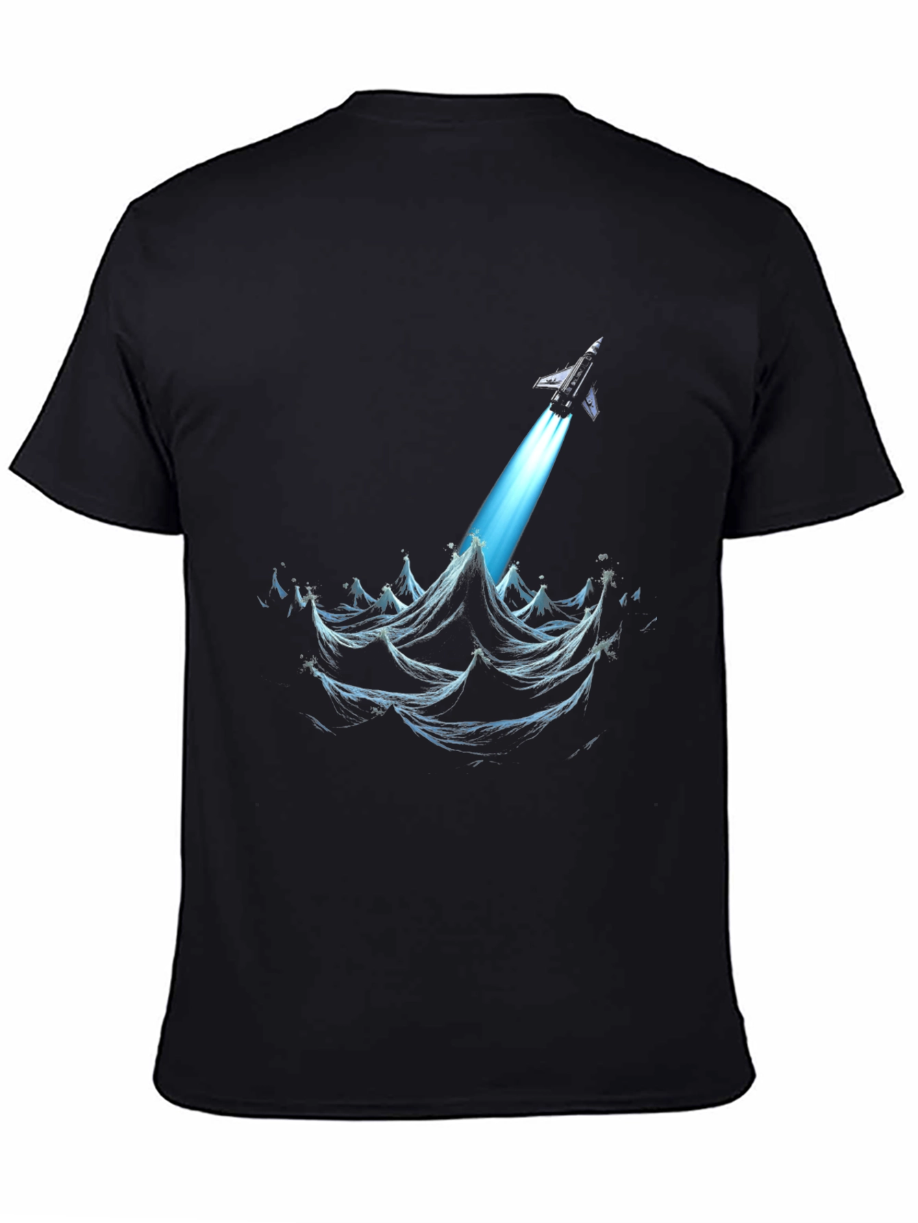Rocket Launch Graphic Tee - Black Cotton T-Shirt