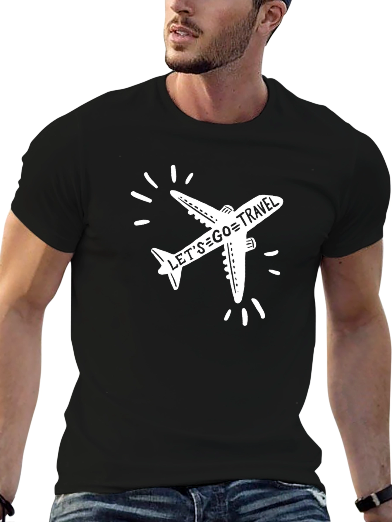 Lets Go Travel Airplane Graphic Tee