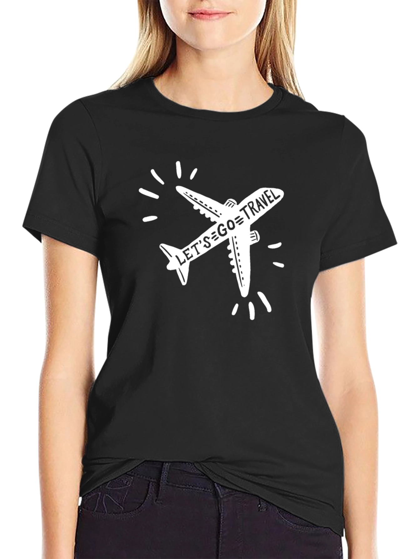 Lets Go Travel Airplane Graphic Tee