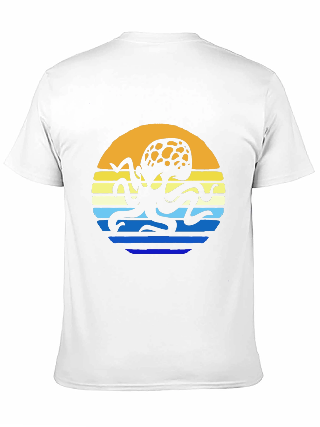 Sunset Octopus Graphic Tee - Black Cotton T-Shirt
