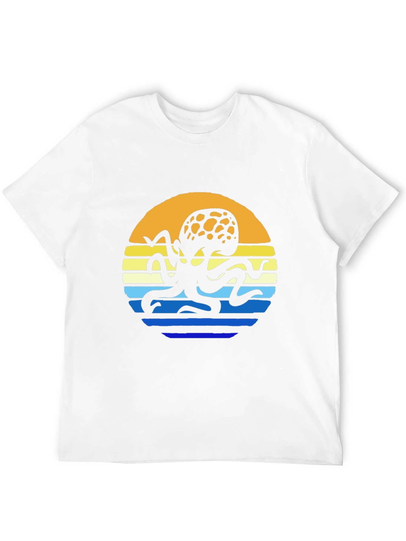 Sunset Octopus Graphic Tee - Black Cotton T-Shirt