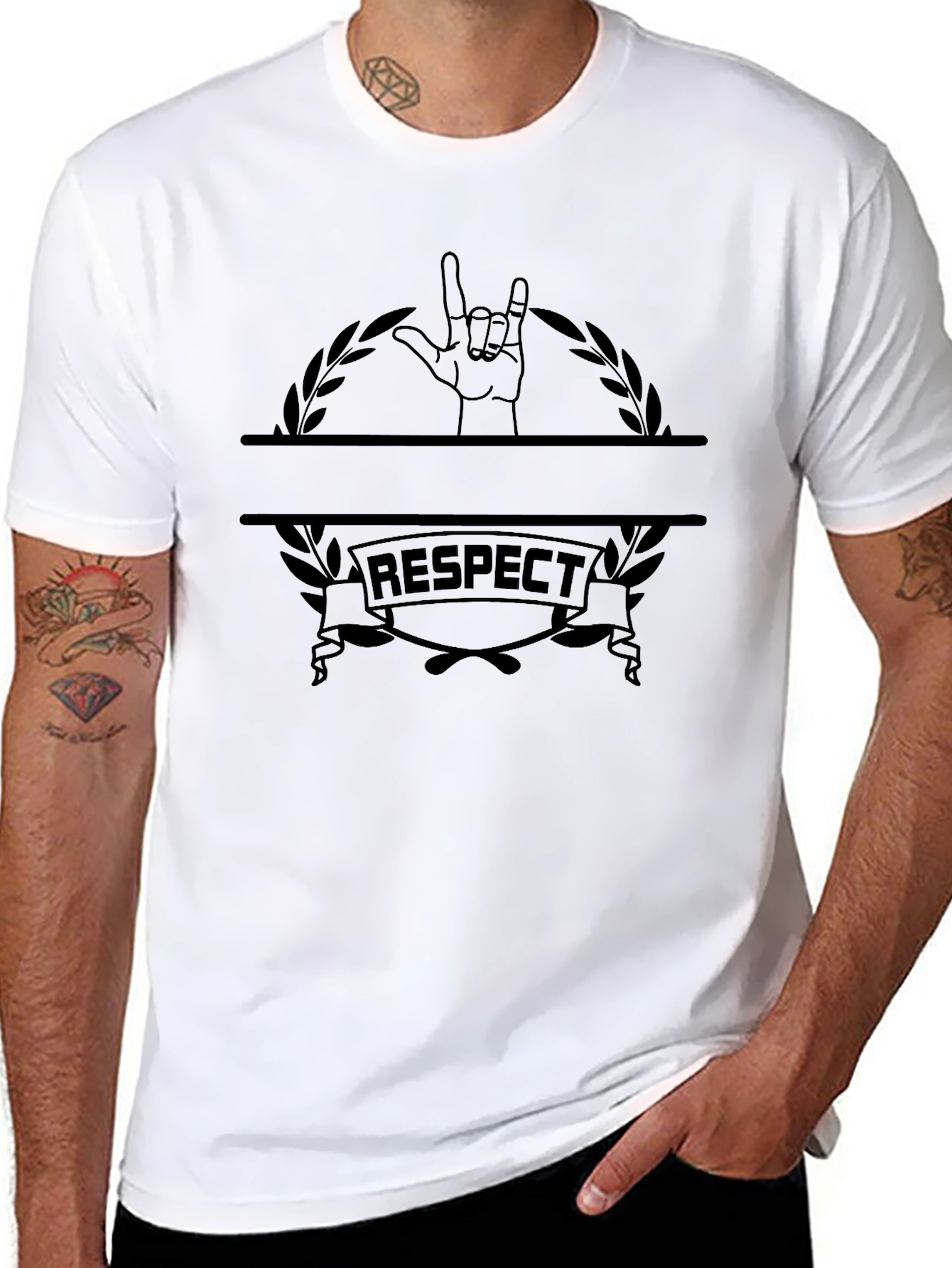 Respect Graphic Tee - Rock On Hand Sign