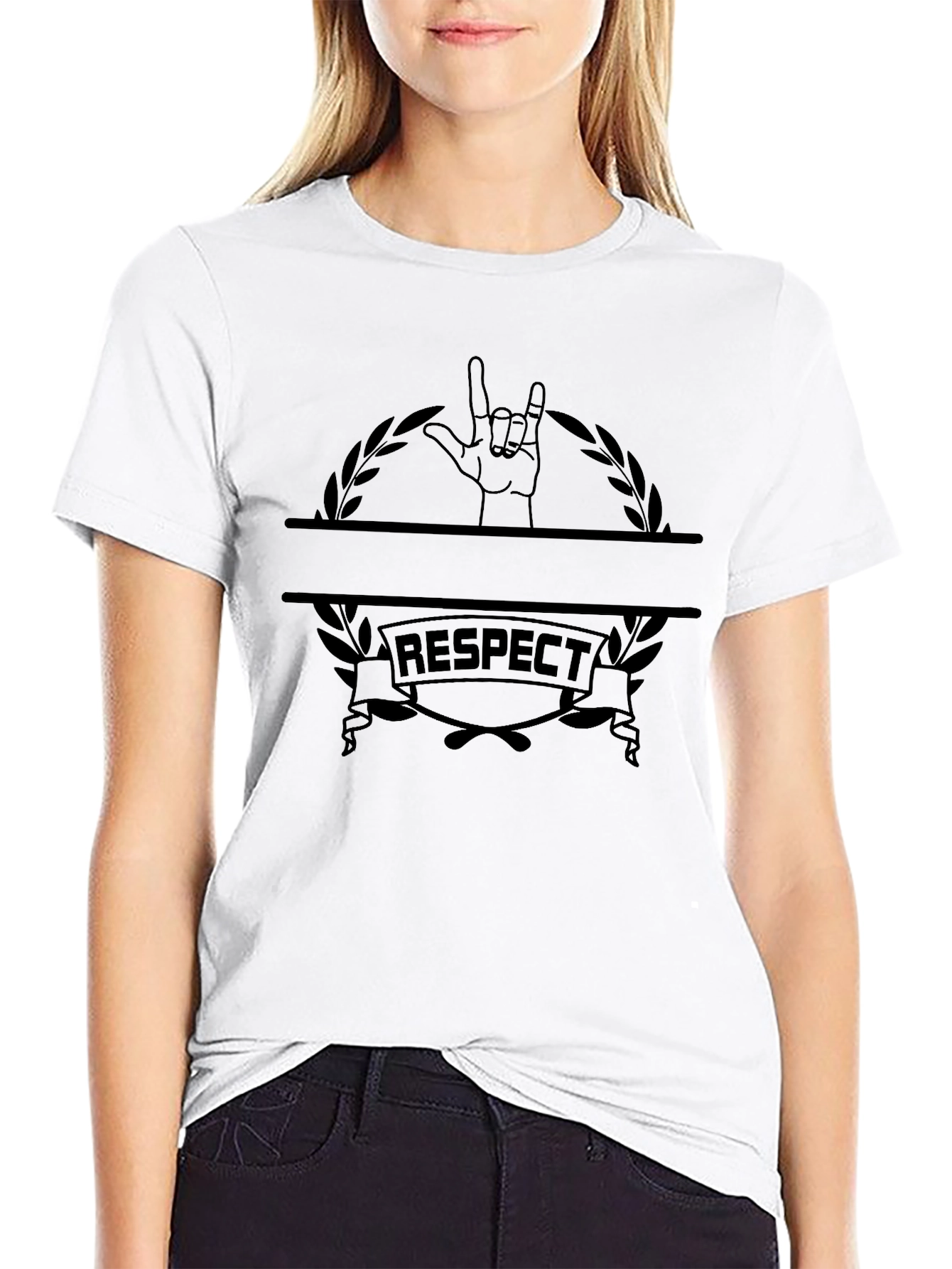 Respect Graphic Tee - Rock On Hand Sign