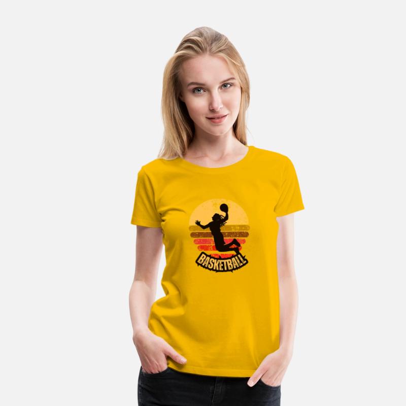 Yellow Red Vintage Retro Basketball T Shirt