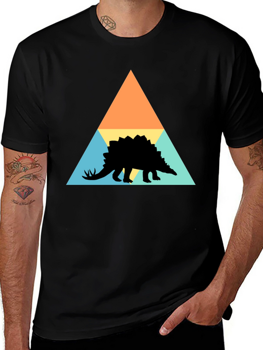 Geometric Dinosaur Graphic Tee - Modern Retro Style