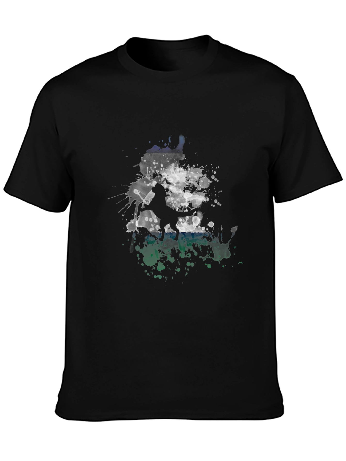 Abstract Dog Graphic Print Mens Black Tee
