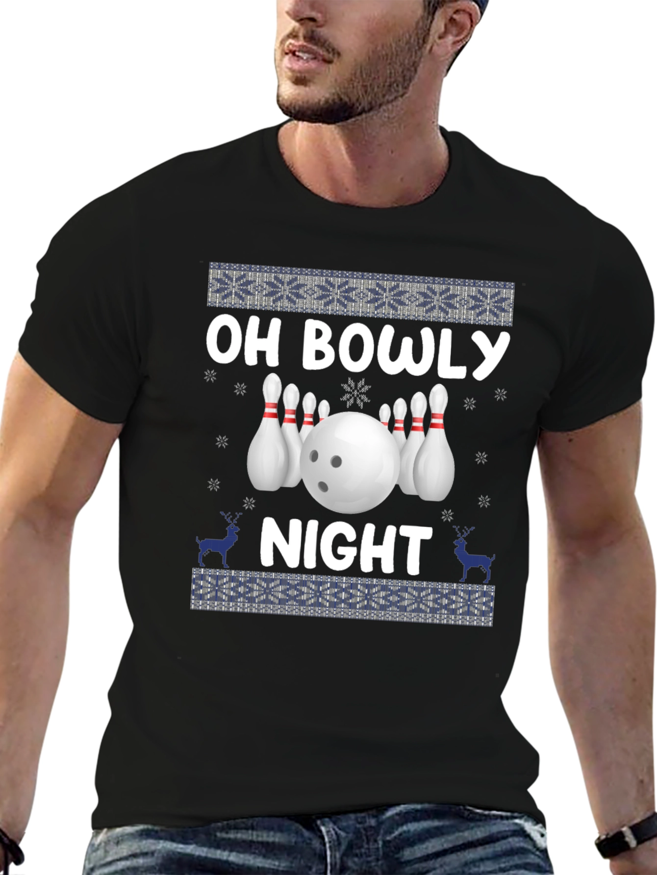 Oh Bowly Night Bowling Christmas Sweater T-Shirt