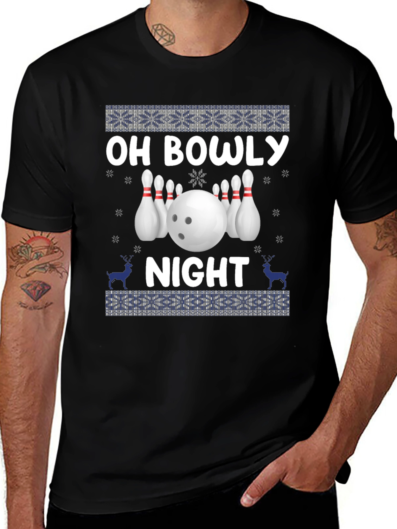 Oh Bowly Night Bowling Christmas Sweater T-Shirt