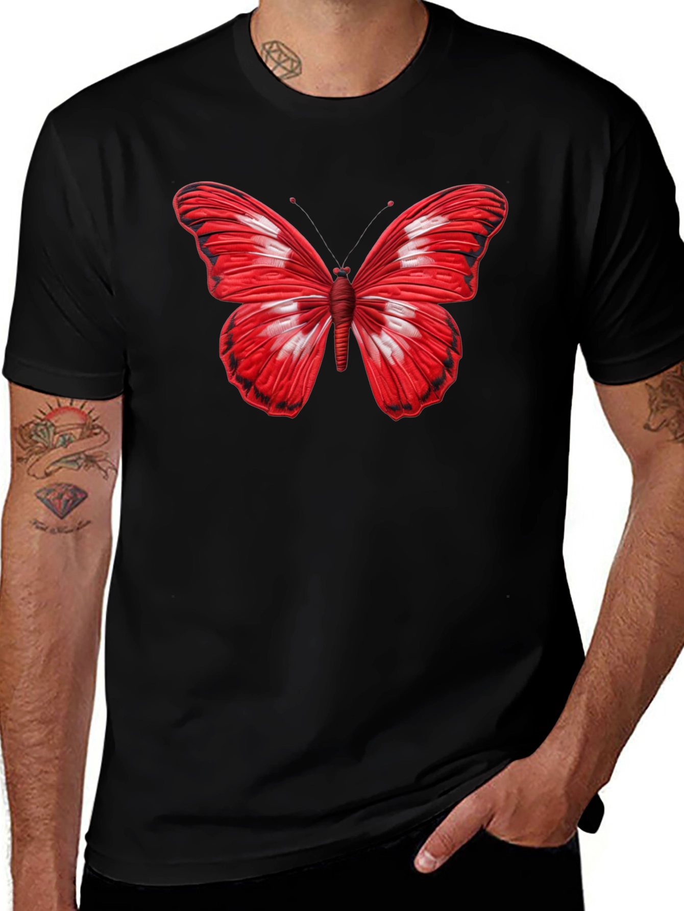 Butterfly Graphic Black T-Shirt - Stylish Mens Tee