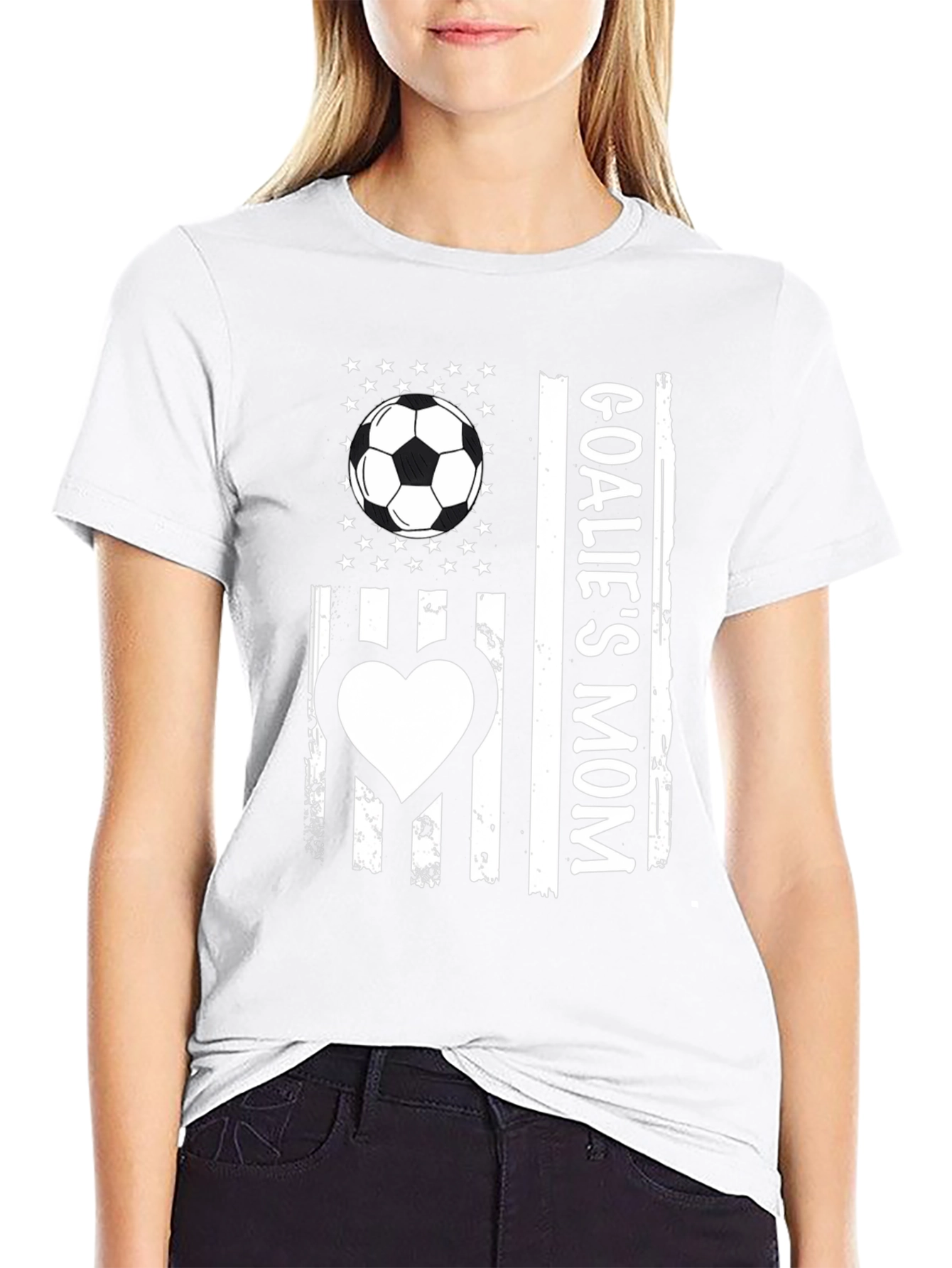 Goalies Mom USA Flag T-Shirt