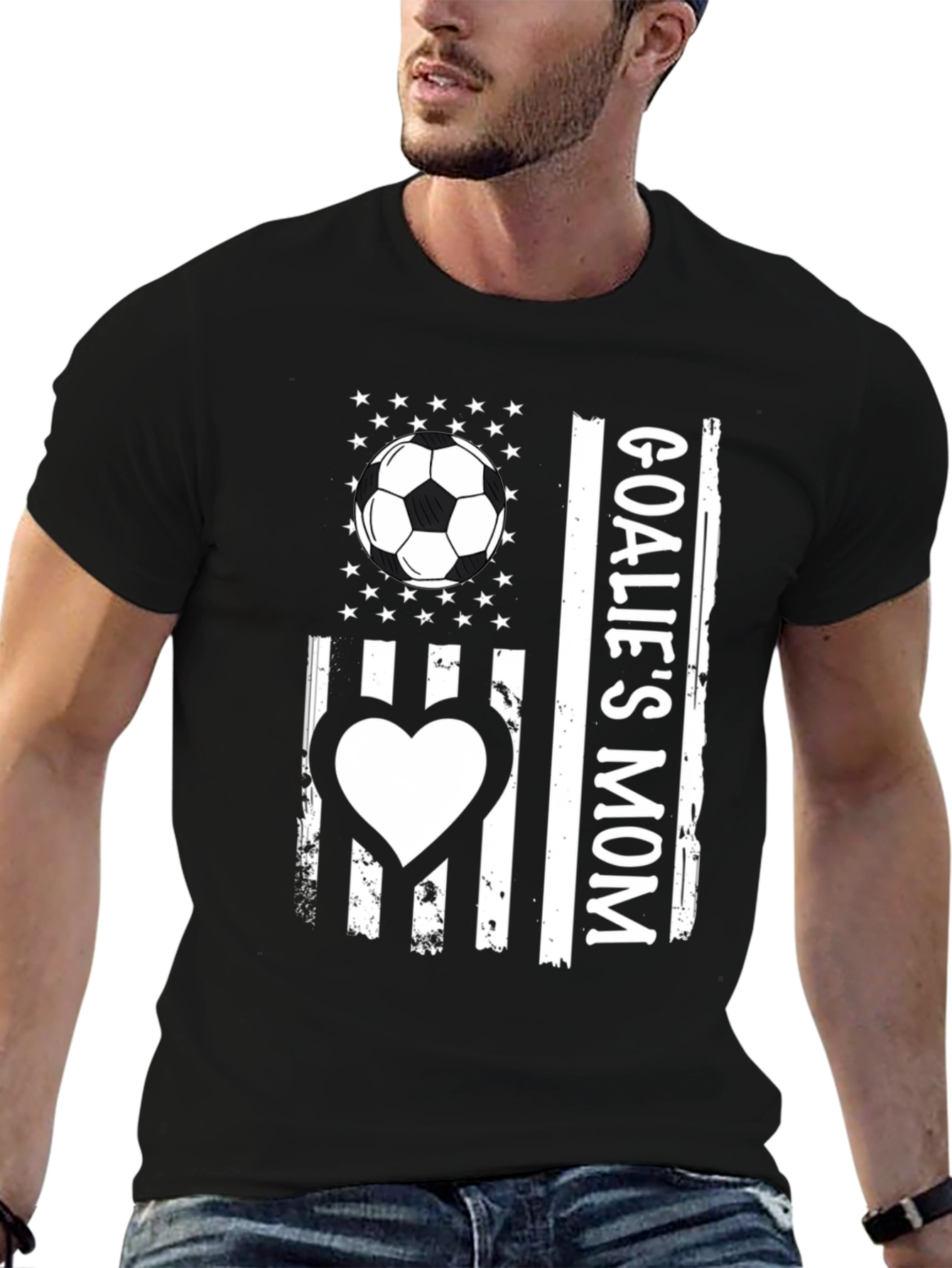 Goalies Mom USA Flag T-Shirt