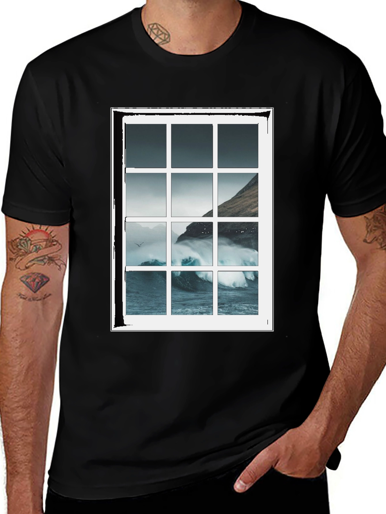 Ocean View Through Window T-Shirt