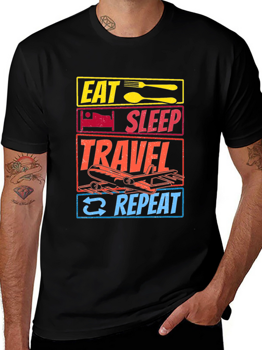 Eat Sleep Travel Repeat Graphic T-Shirt