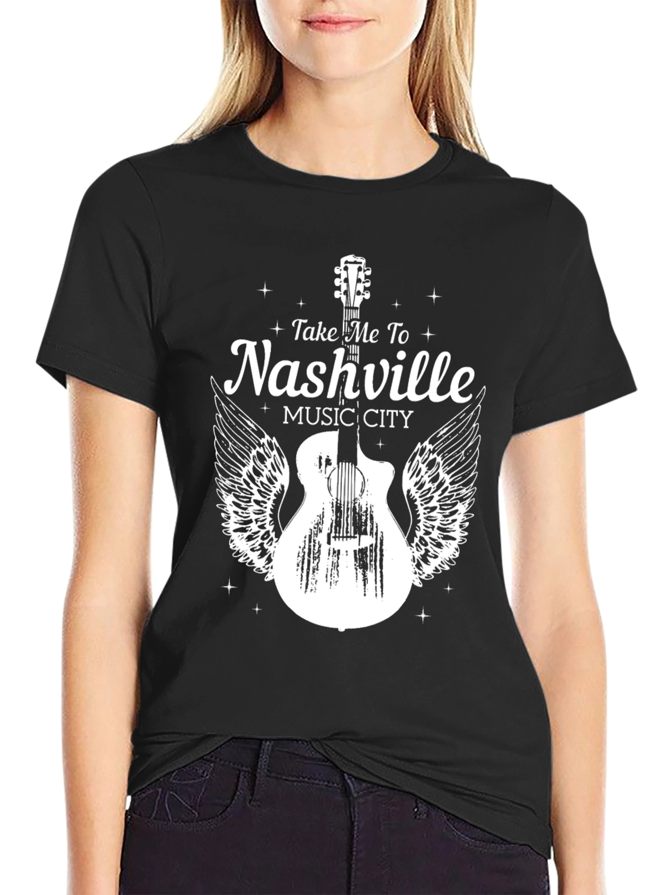 Nashville Music City Guitar Graphic T-Shirt