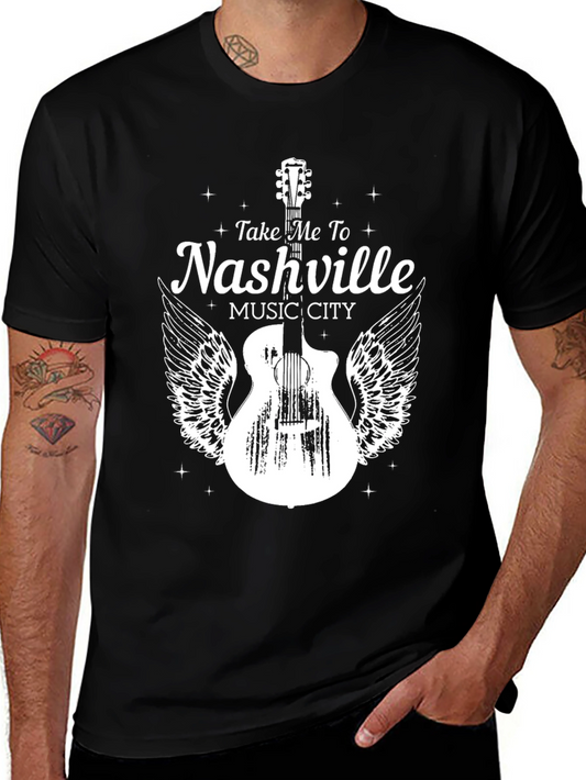 Nashville Music City Guitar Graphic T-Shirt
