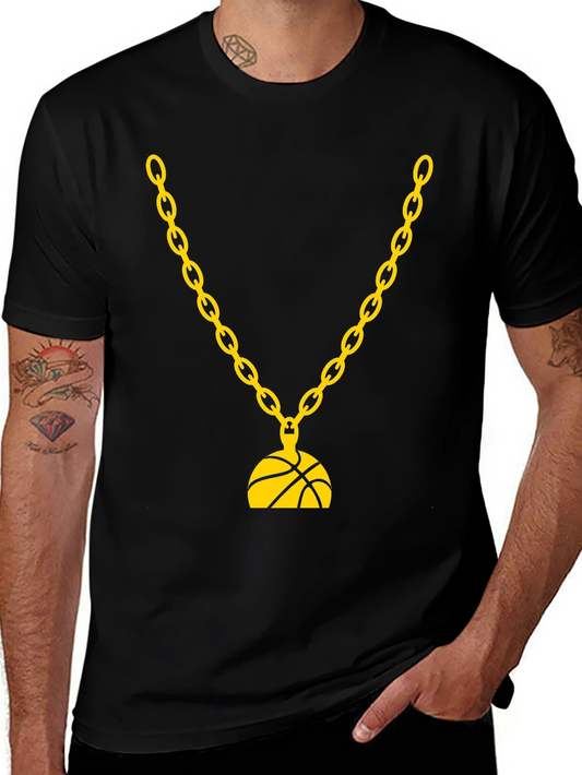 Gold Chain Basketball Graphic Tee - Classic Fit
