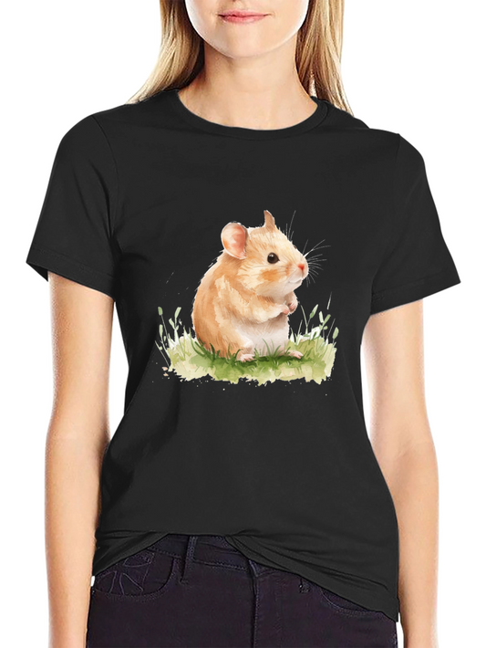 Hamster Watercolor Graphic Tee - Cute Rodent Design