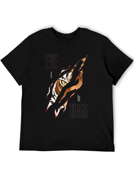 Tiger Eye Graphic Print Mens Black T-Shirt