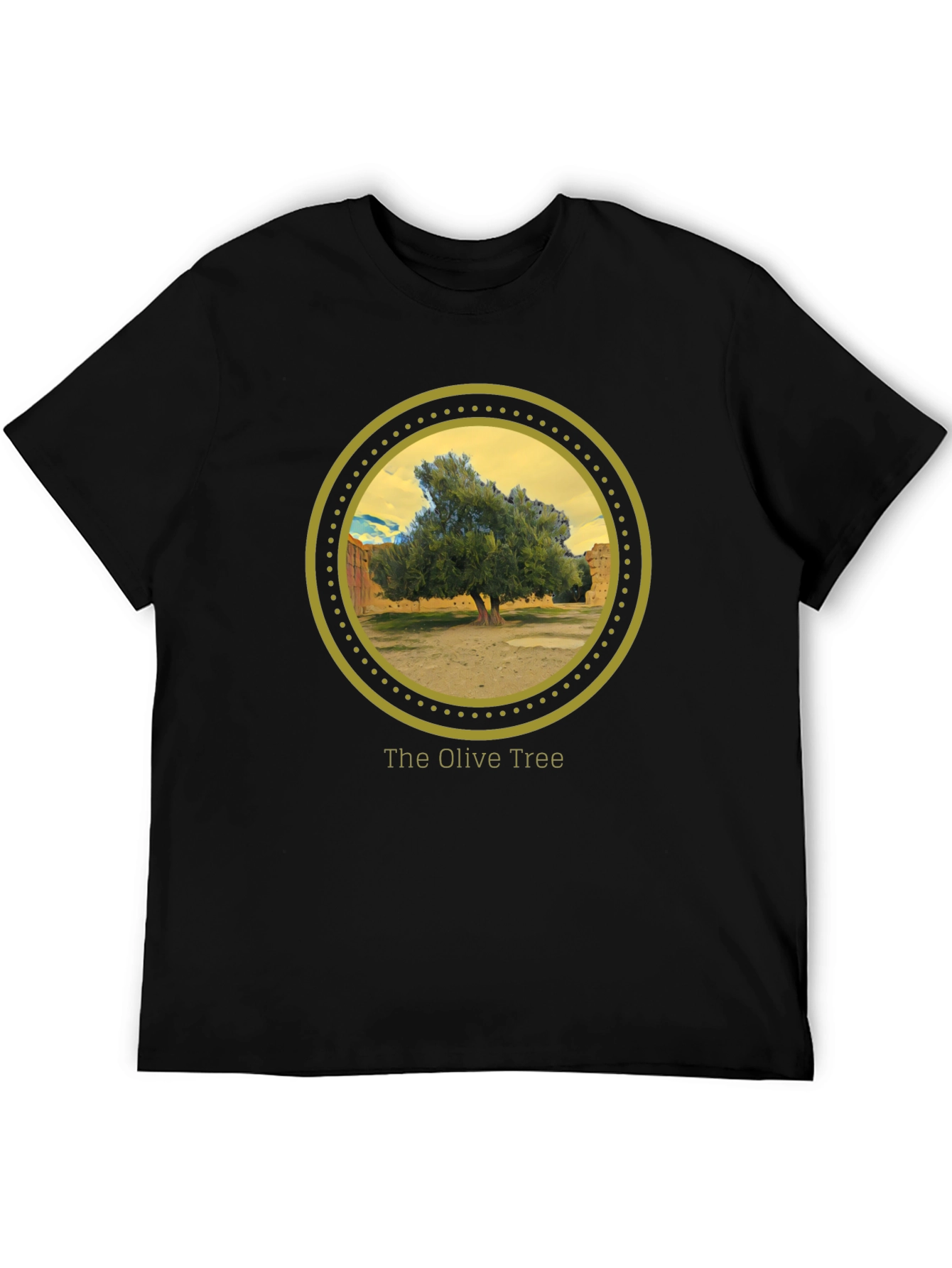 Olive Tree Graphic Tee - Nature Inspired Black T-Shirt