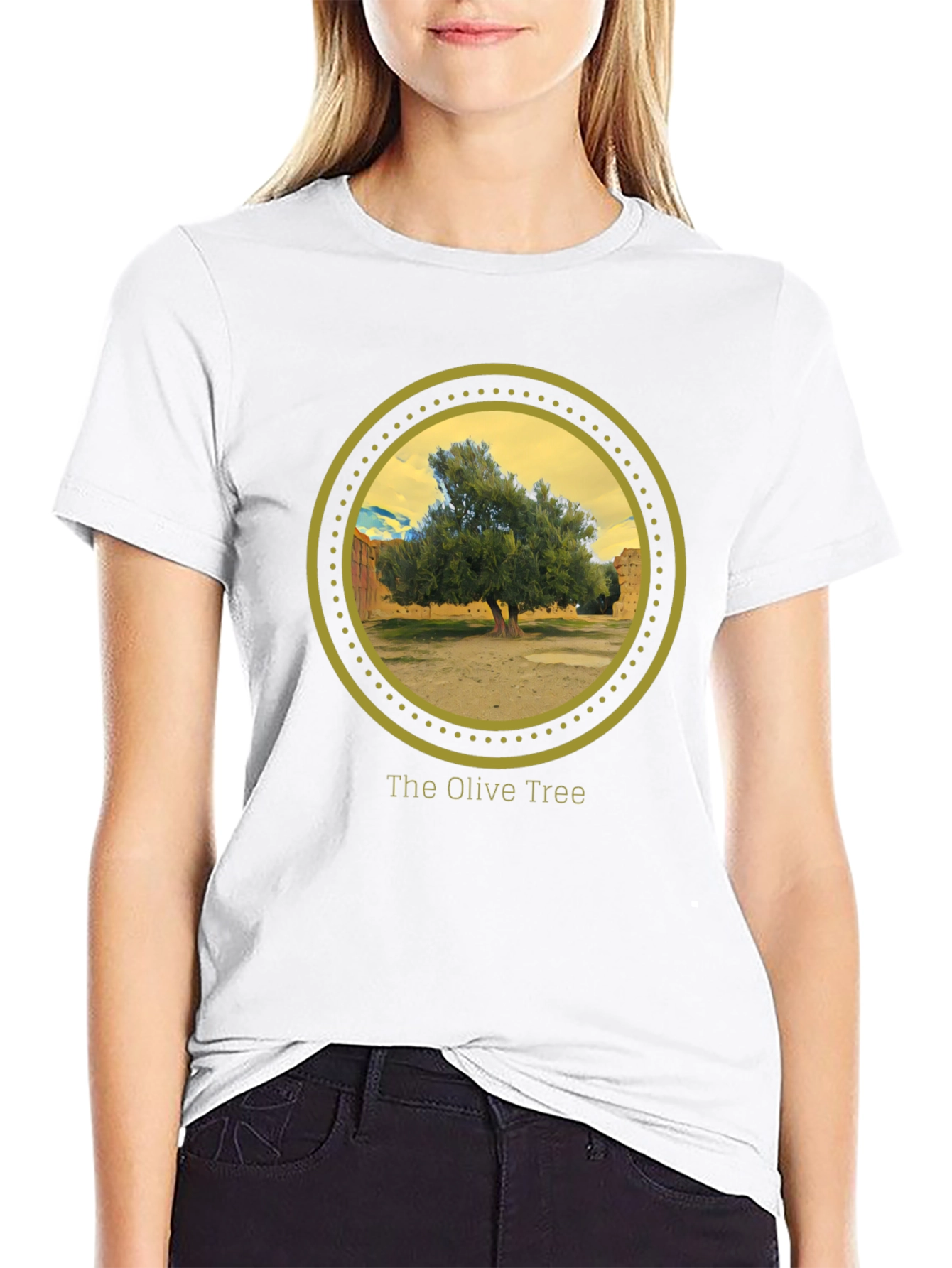Olive Tree Graphic Tee - Nature Inspired Black T-Shirt