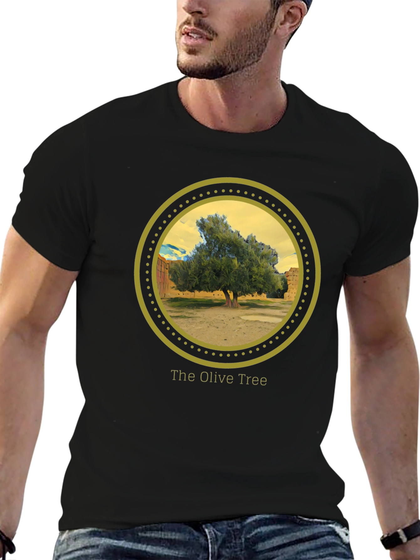 Olive Tree Graphic Tee - Nature Inspired Black T-Shirt