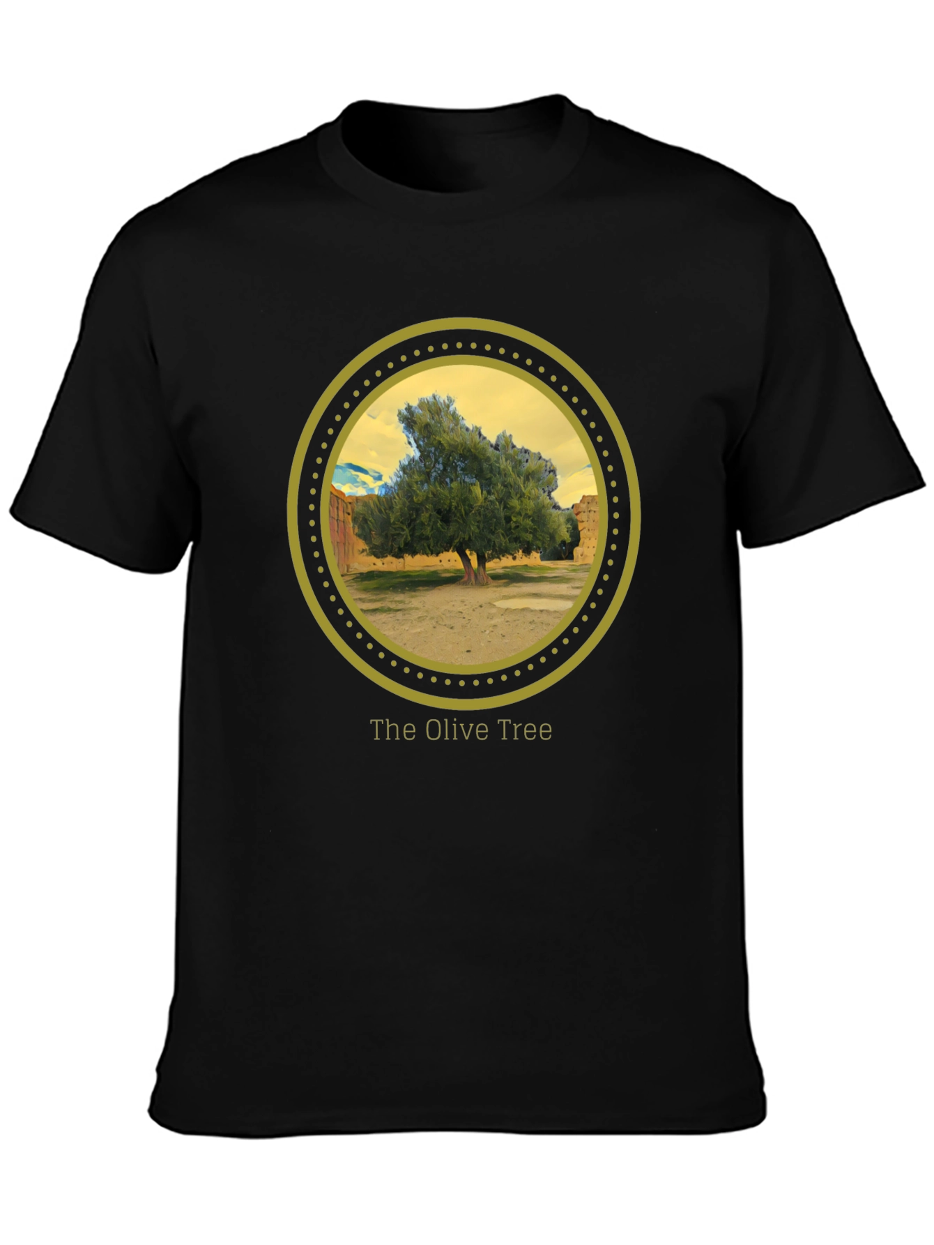 Olive Tree Graphic Tee - Nature Inspired Black T-Shirt