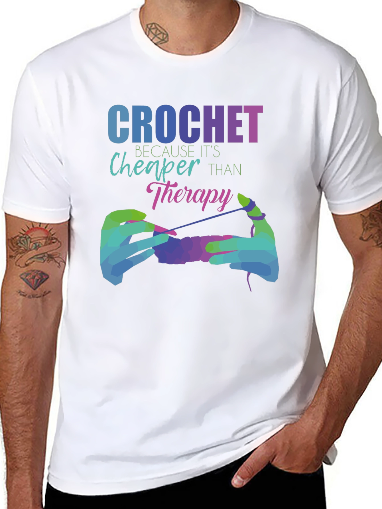 Crochet Cheaper Than Therapy Graphic Tee