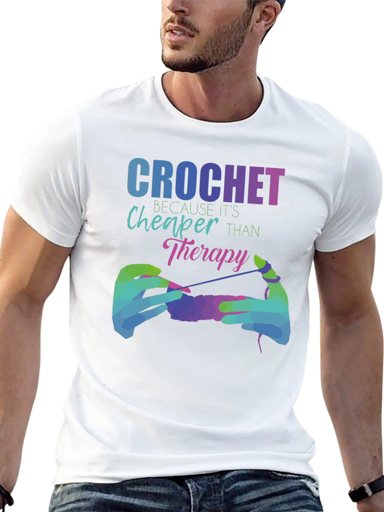 Crochet Cheaper Than Therapy Graphic Tee