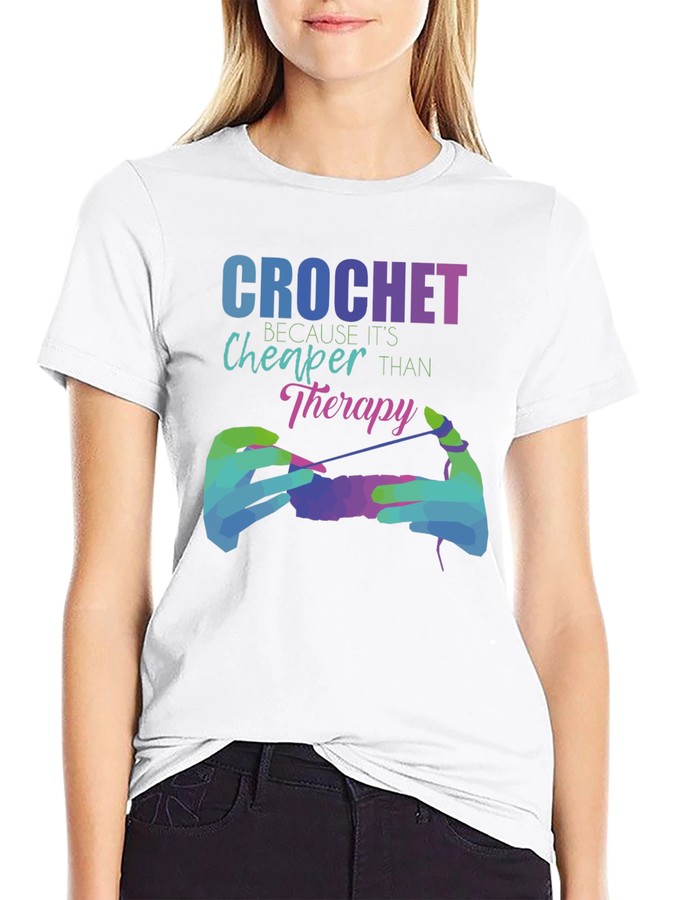 Crochet Cheaper Than Therapy Graphic Tee