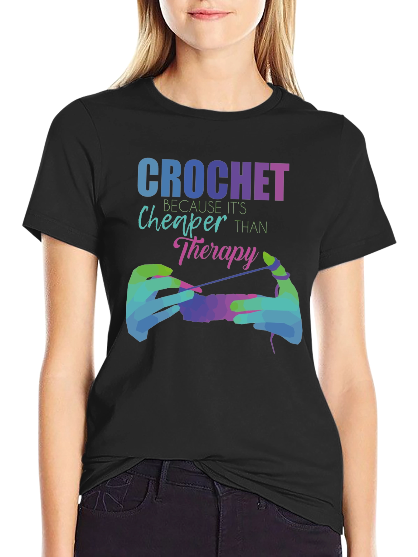 Crochet Cheaper Than Therapy Graphic Tee