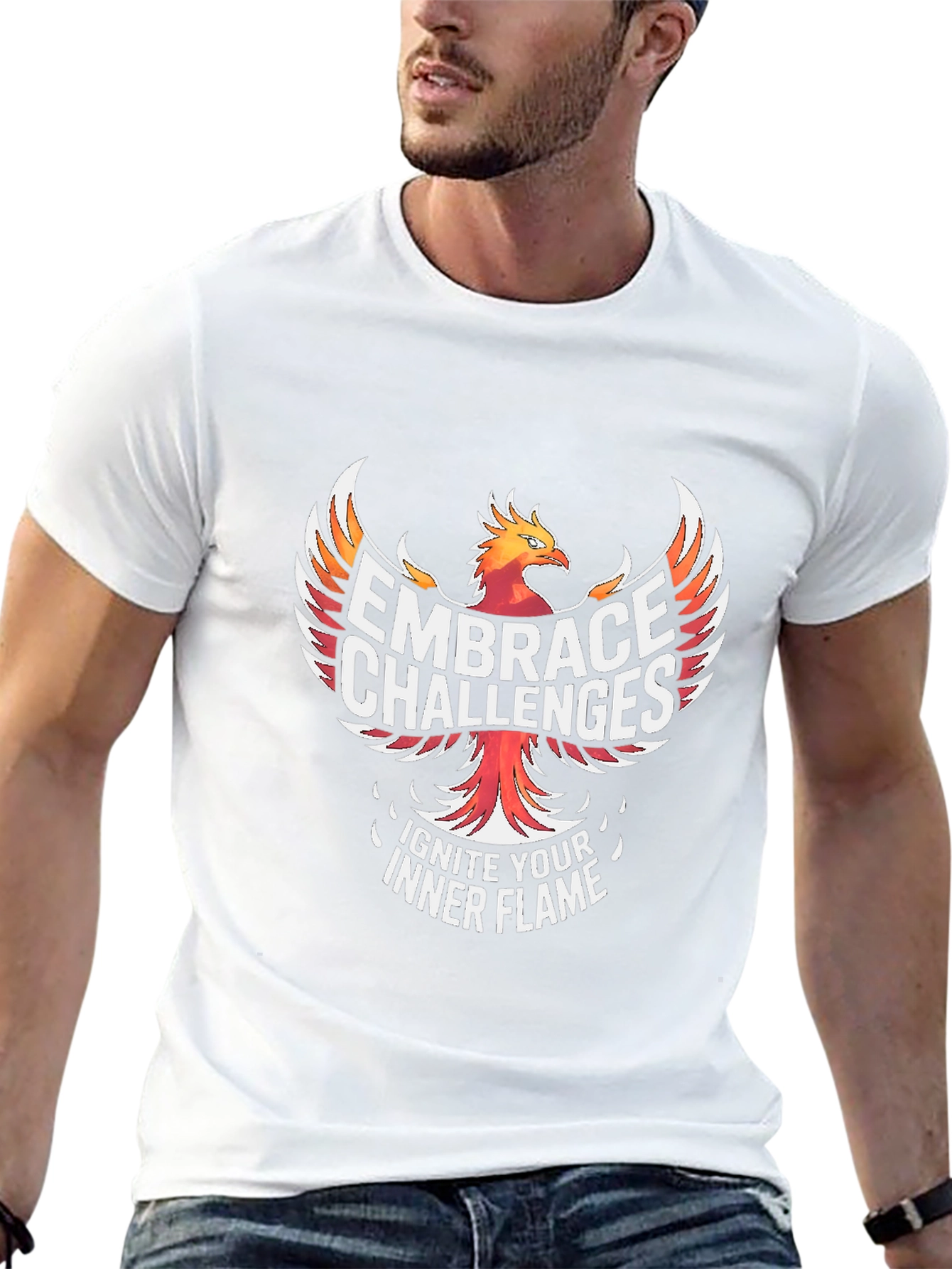 Embrace Challenges Black T-Shirt: Ignite Your Inner Flame