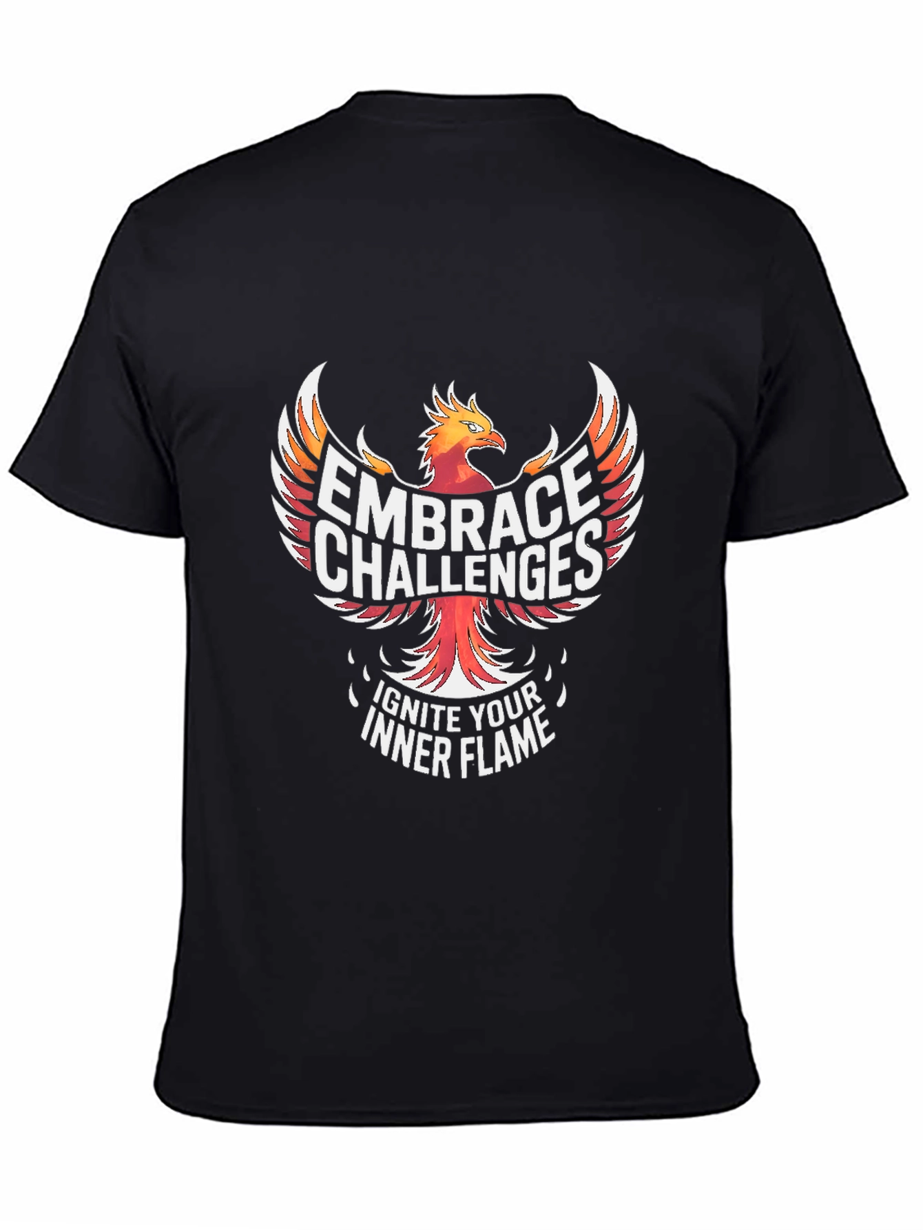 Embrace Challenges Black T-Shirt: Ignite Your Inner Flame