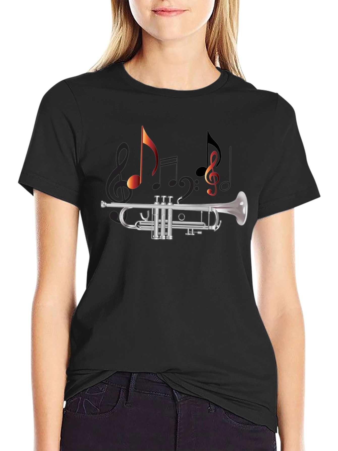 Trumpet Music Notes Graphic Tee