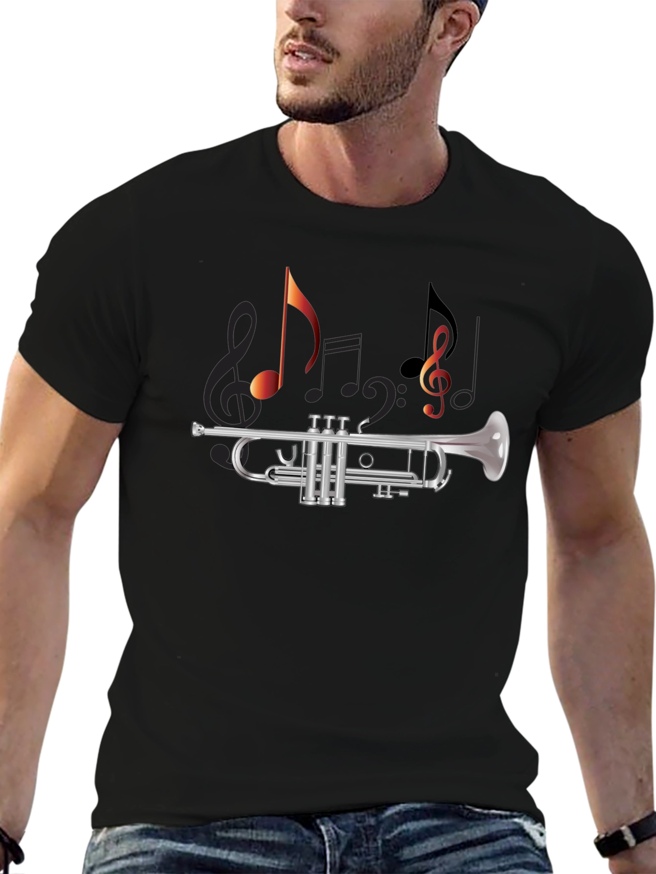 Trumpet Music Notes Graphic Tee