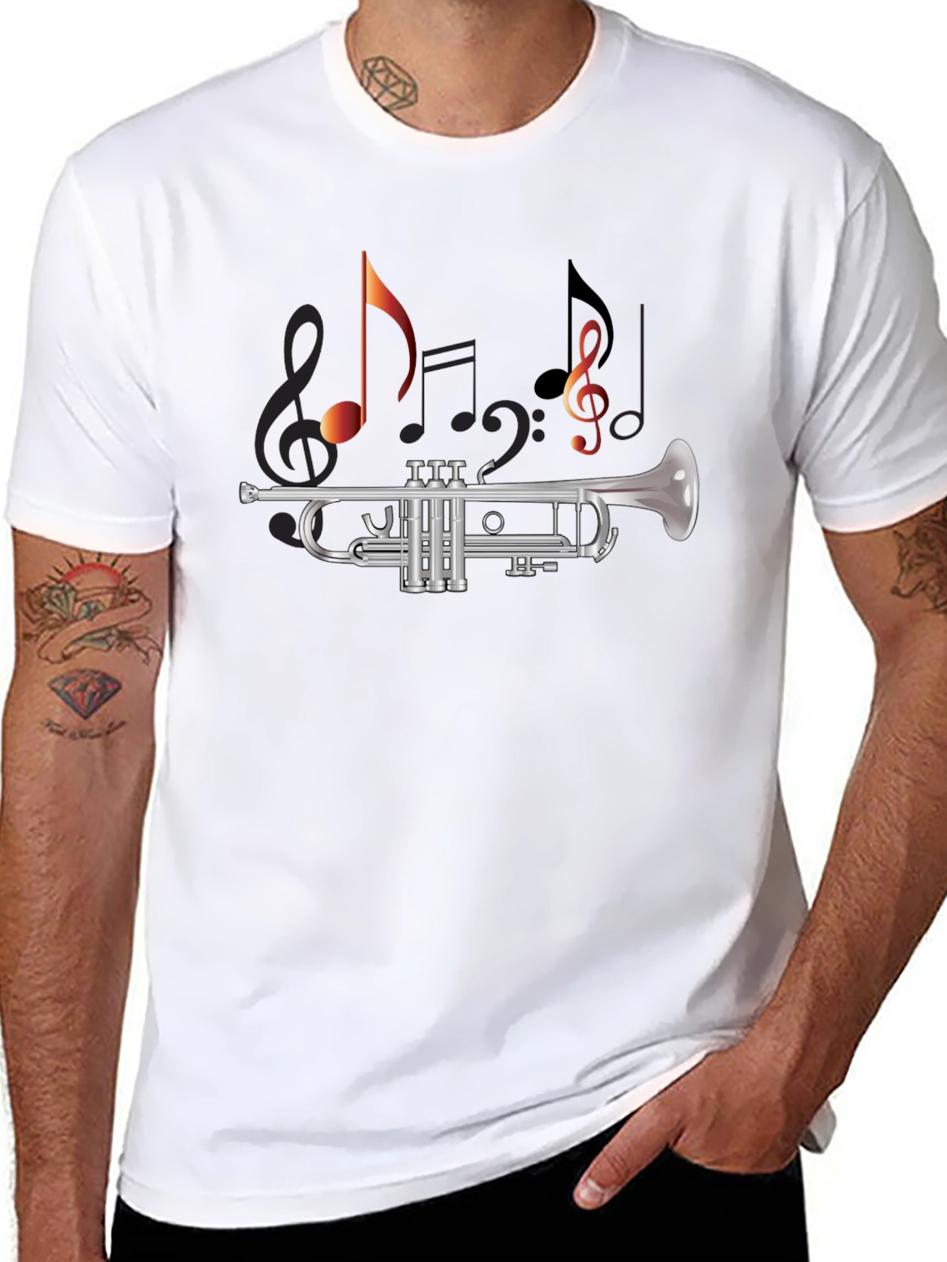 Trumpet Music Notes Graphic Tee