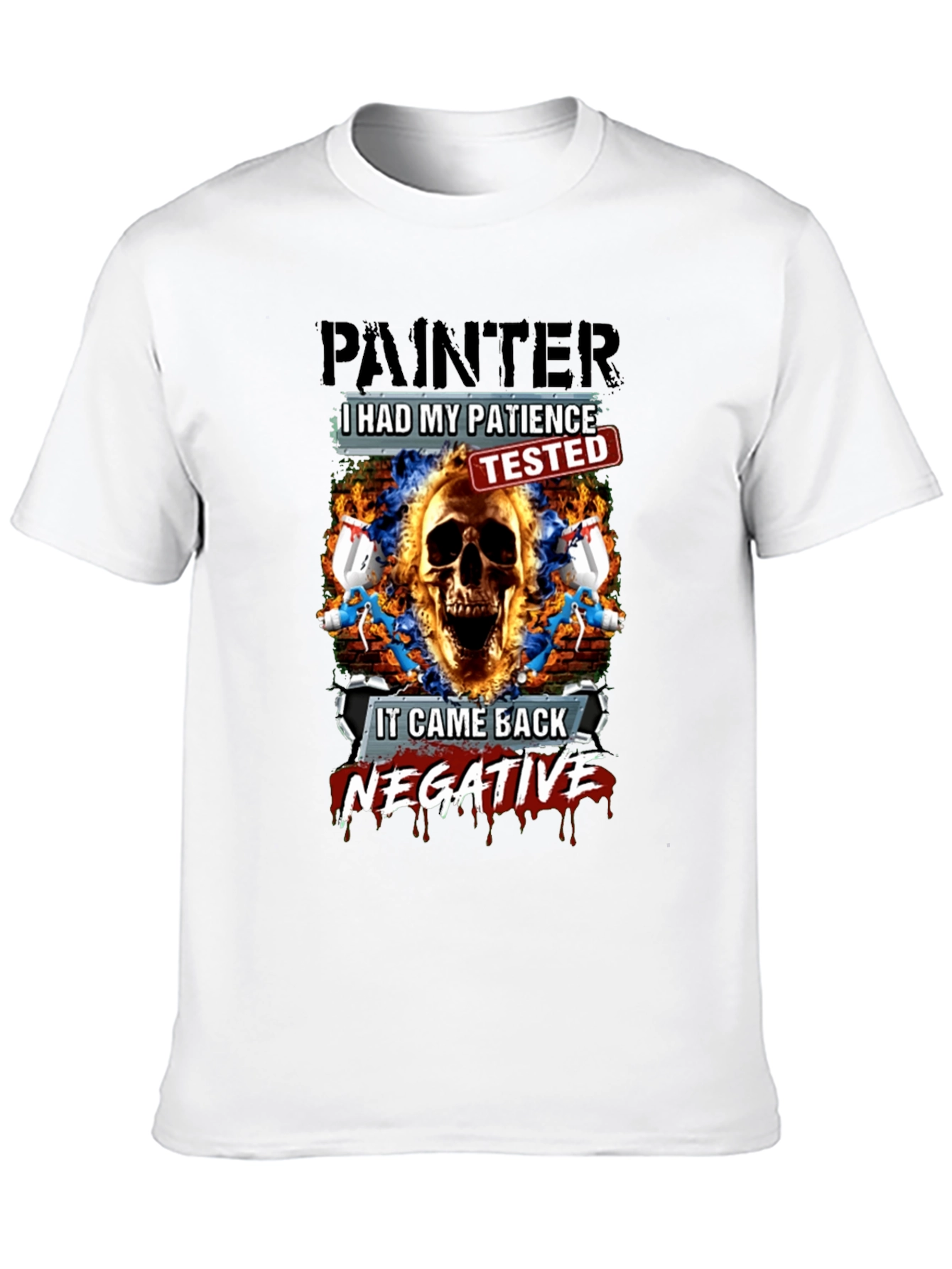 Painter Patience Tested Skull Graphic T-Shirt