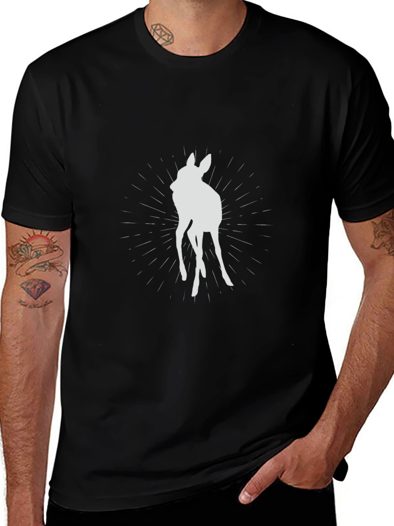 Deer Silhouette Graphic Tee - Black Casual Shirt