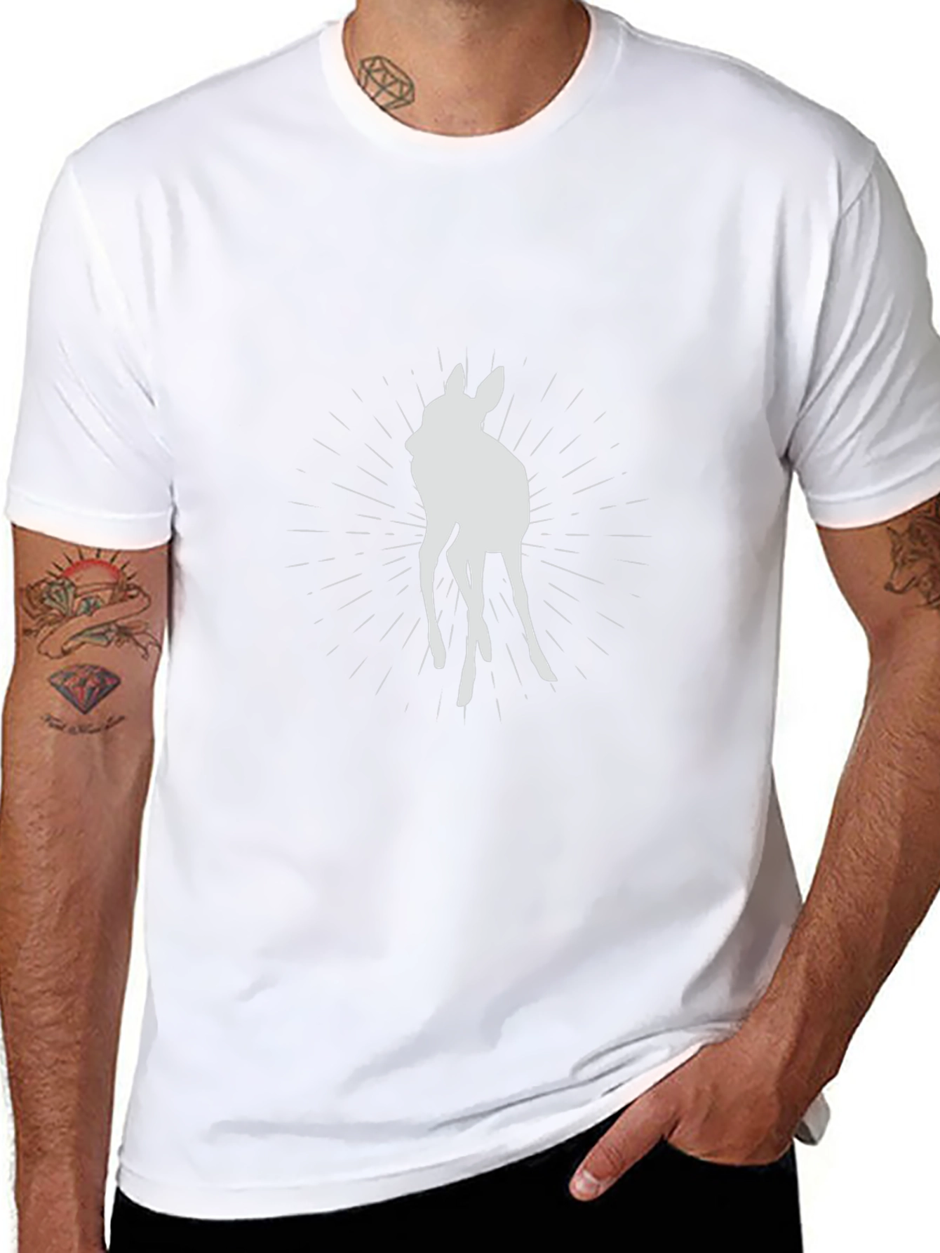 Deer Silhouette Graphic Tee - Black Casual Shirt