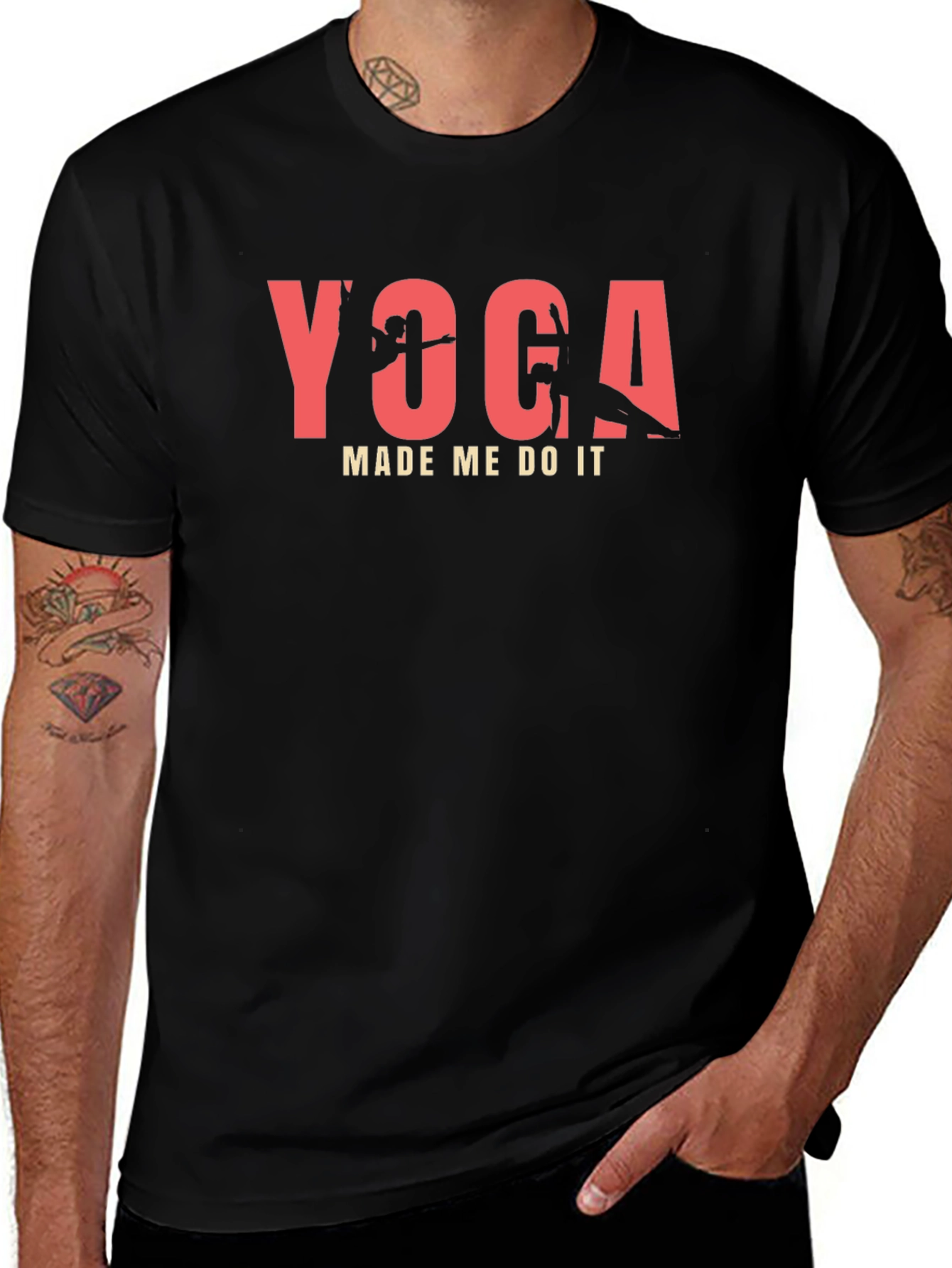 Yoga Made Me Do It Black T-Shirt